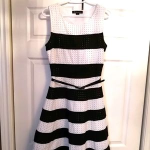 Black and white fit and flare Suzy Shier dress